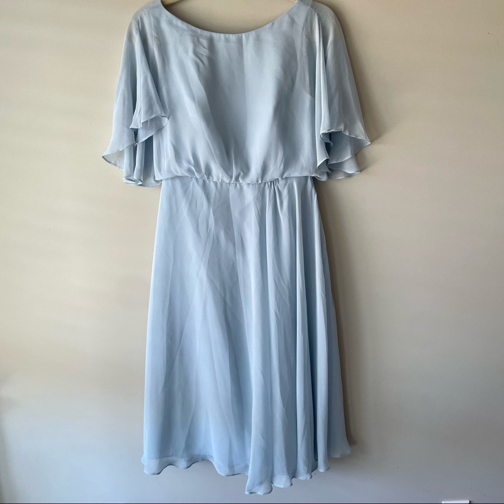 NWOT Jenny Packham Flutter Sleeve Open Back Chiffon Cocktail Dress